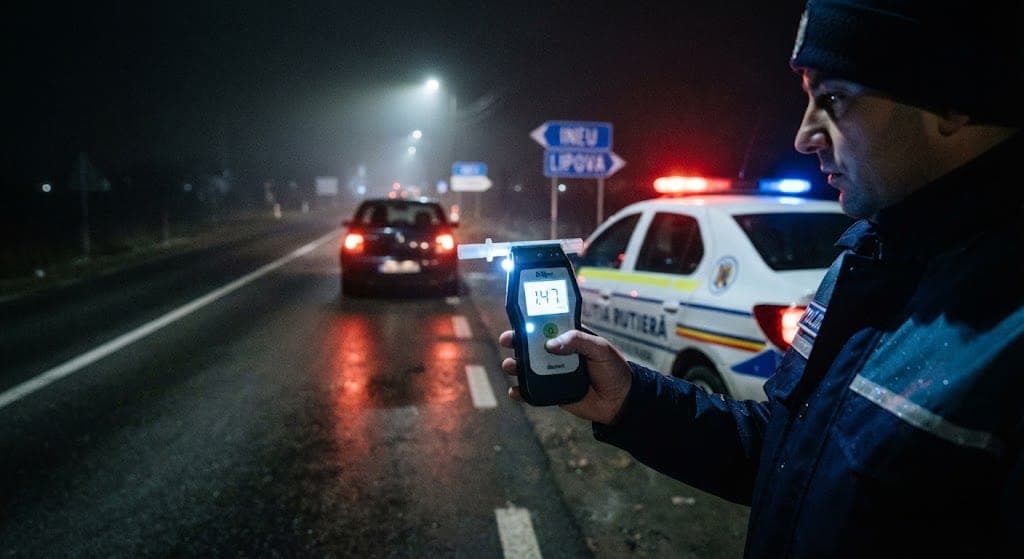 Campionii alcoolului și ai inconștienței pe șoselele Aradului: De la 1,47 la mie, direct la dosar penal