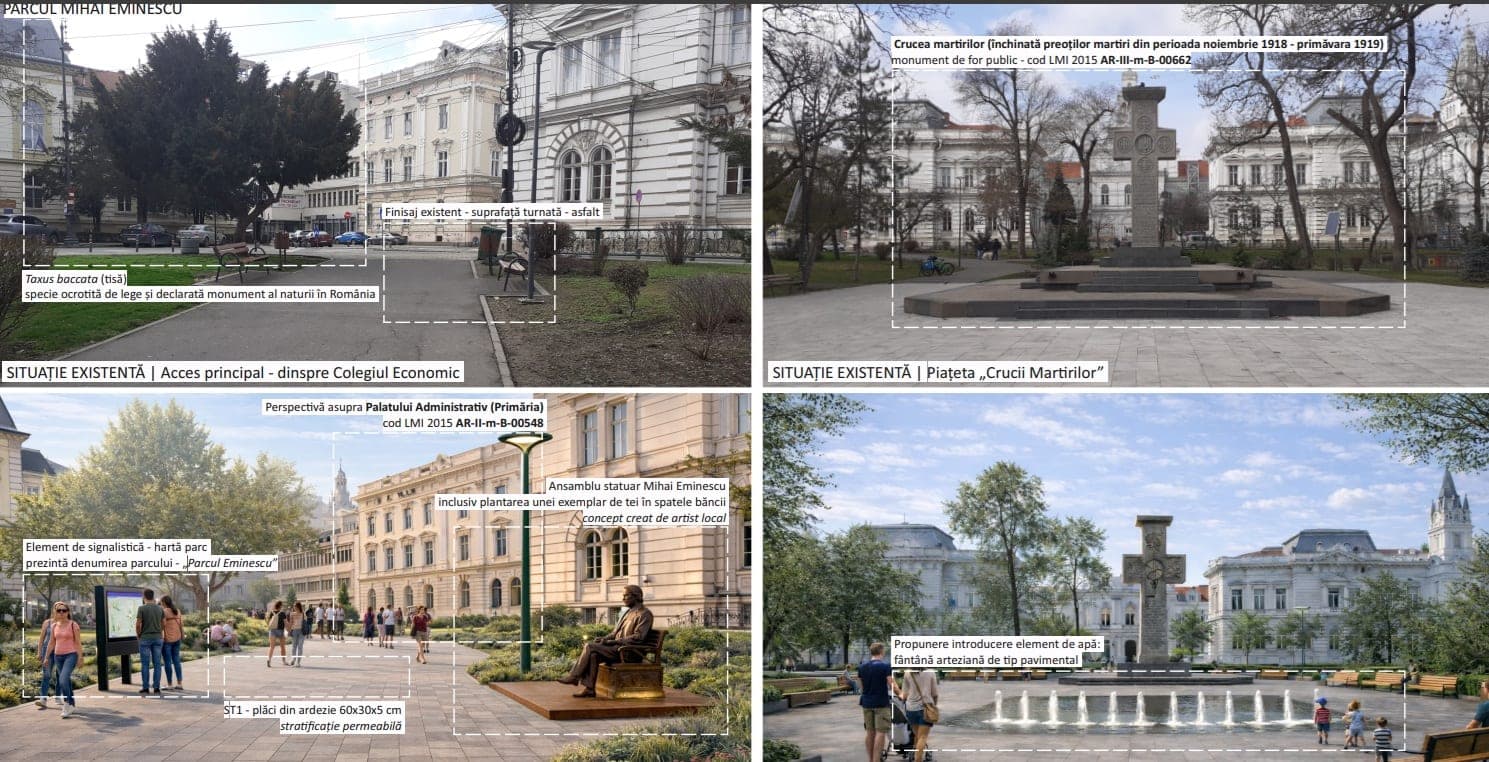 Parcul „Mihai Eminescu” din Arad va fi transformat într-un spațiu verde modern și atractiv. A fost semnat contractul de finanțare