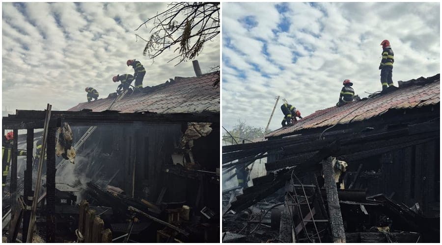 Foc la anexe în Sântana: Pompierii au pus capăt distrugerii, înainte ca flăcările să înghită tot