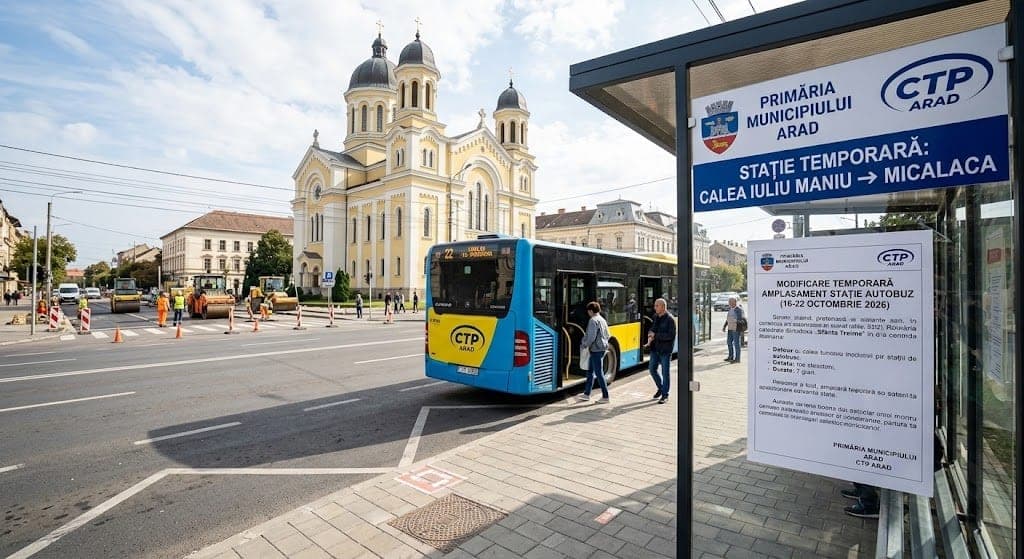 Modificare temporară a amplasamentului unei stații de autobuz de pe Calea Iuliu Maniu