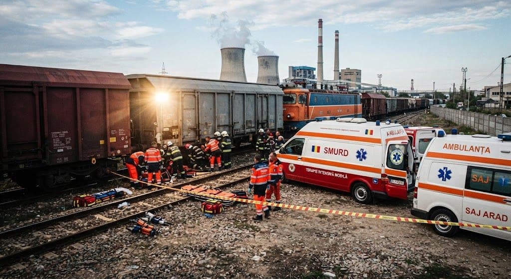 Accident feroviar în Arad: Persoană surprinsă sub tren. Intervenție în curs a echipajelor de urgență
