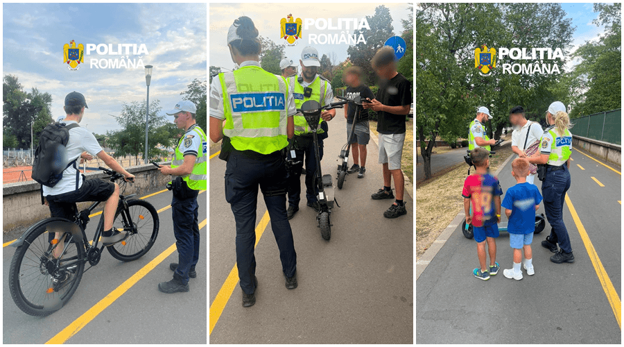 Poliția Rutieră a ieșit la vânătoare de trotinetiști pe Faleza Mureșului! Discuții preventive și recomandări pentru cei care uită că faleza nu e pistă de Formula 1