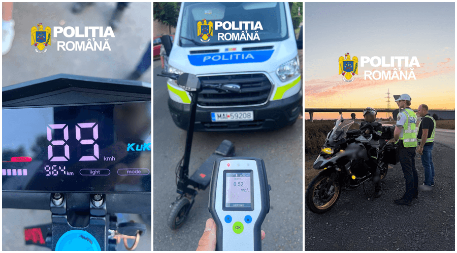 Măturătoare rutieră la Arad: Zgomotoșii și trotinetiștii „de cursă lungă” au rămas fără taloane și s-au ales cu dosare penale