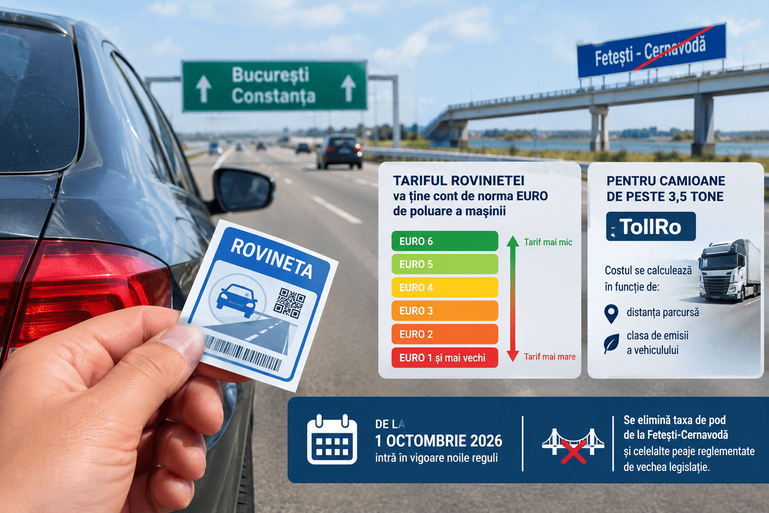 Rovinieta se schimbă de la 1 octombrie: mașinile mai poluante, taxate diferit