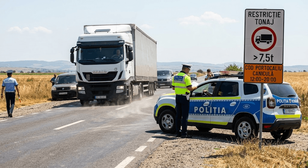 Restricții de circulație pentru autovehiculele grele în județul Arad, din cauza caniculei