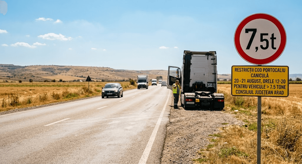 Atenție șoferi! Restricții de tonaj pe drumurile județene din Arad pe 20 și 21 august din cauza caniculei